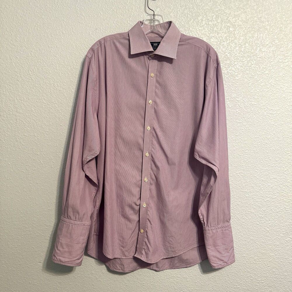 Hawes & Curtis Dress Shirt Warwick Tailored Fit Mens Size 16.5 34 Purple Striped